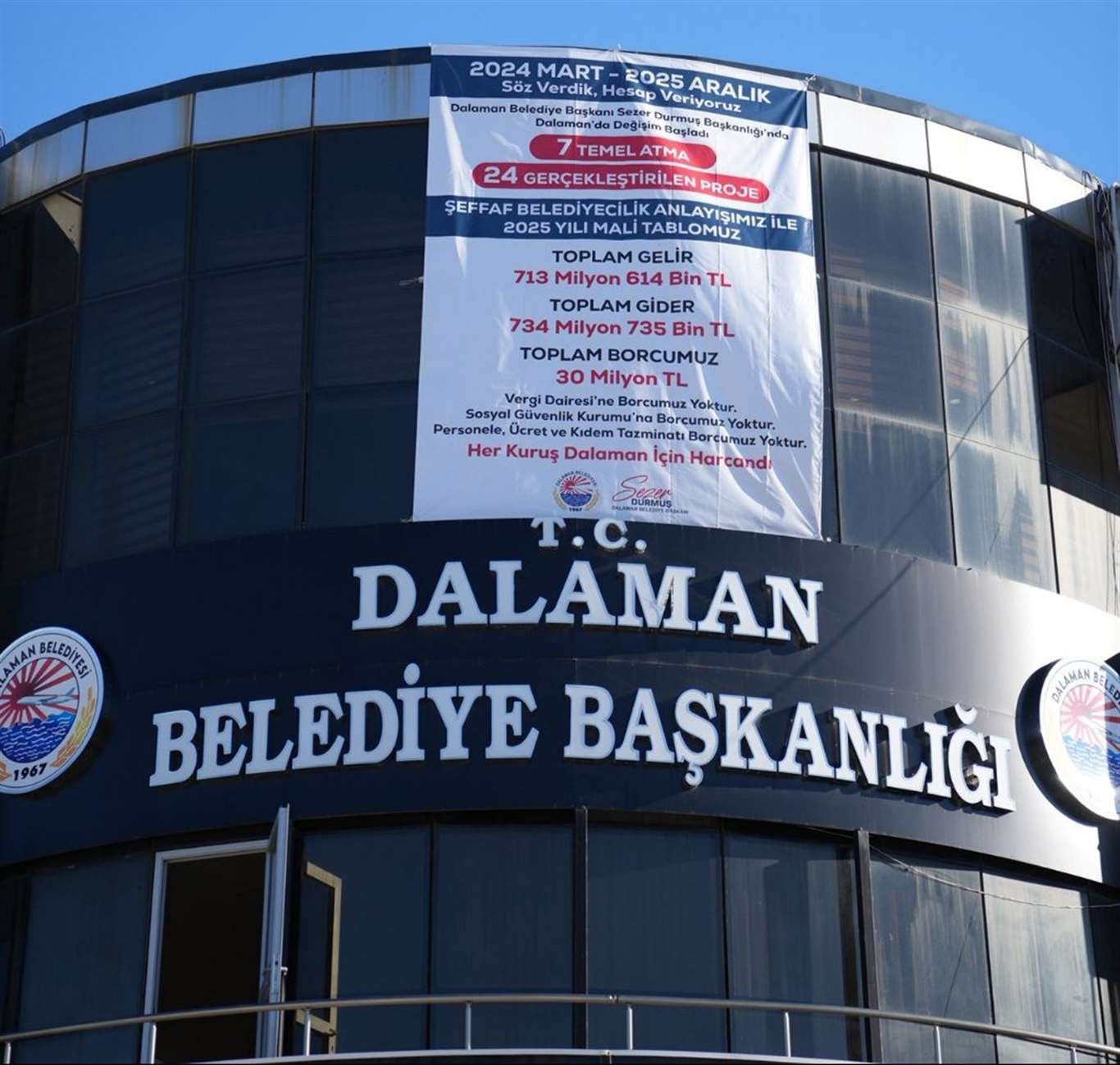 2025 yılı mali tablosu belediye binasına asıldı haberi